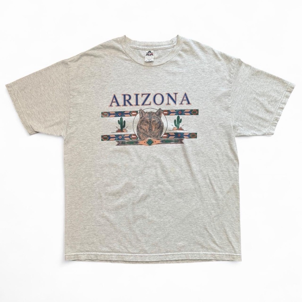 Vintage 90s Arizona State Souvenir Wolf Cactus Desert Graphic T-shirt XL